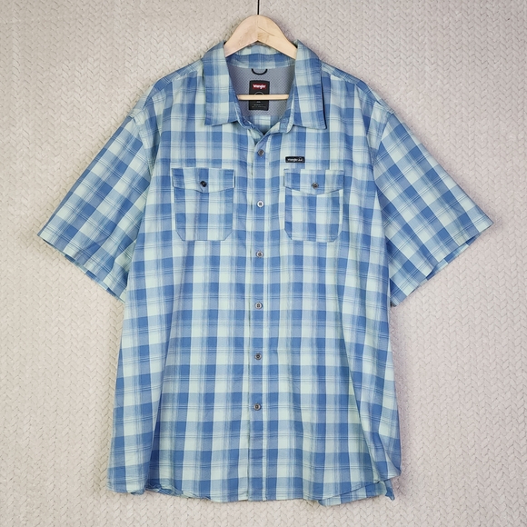 Wrangler Other - Wrangler Regular Fit Blue Short Sleeve Button Down Shirt Mens 3xl
